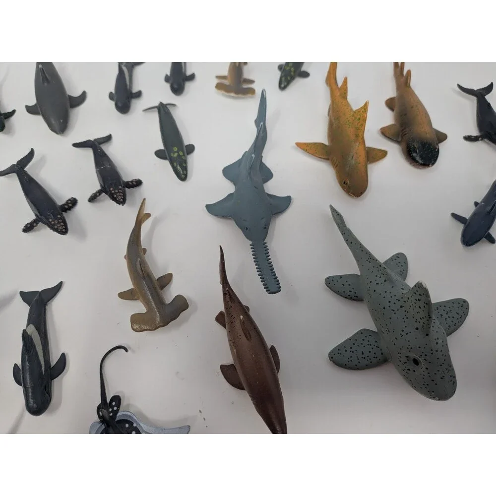 Lot of 72 Ocean Sea Animal Figures Sharks Whales Rays PVC Toy Bulk Bundle